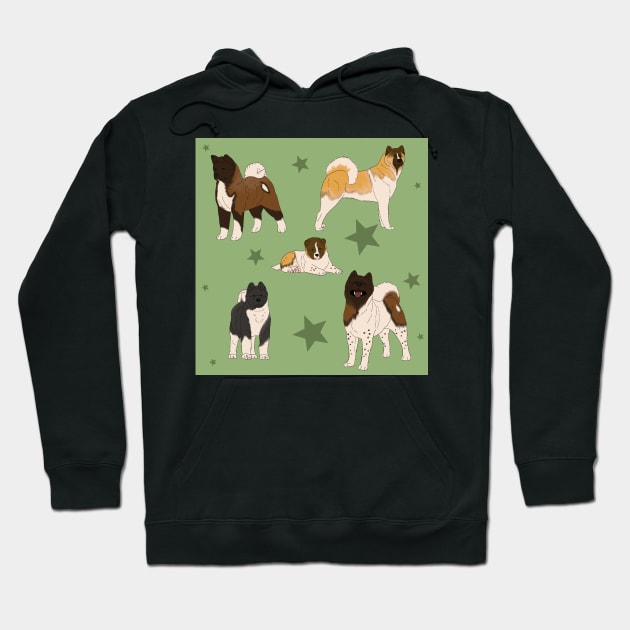 Akita American Pattern Sage Hoodie by TrapperWeasel